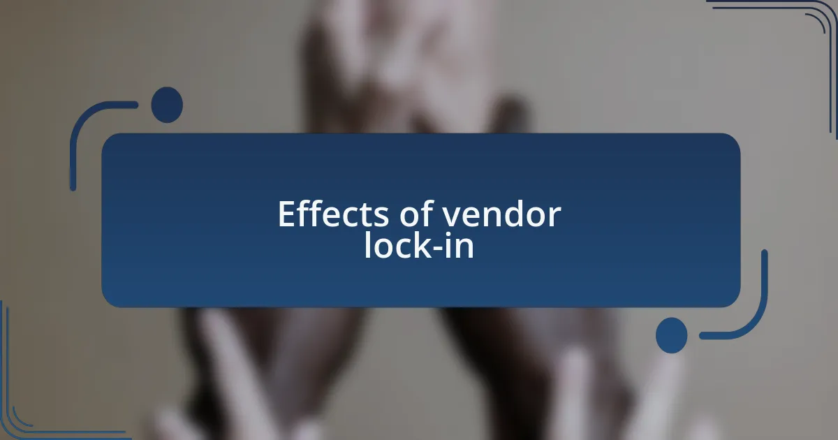 Effects of vendor lock-in