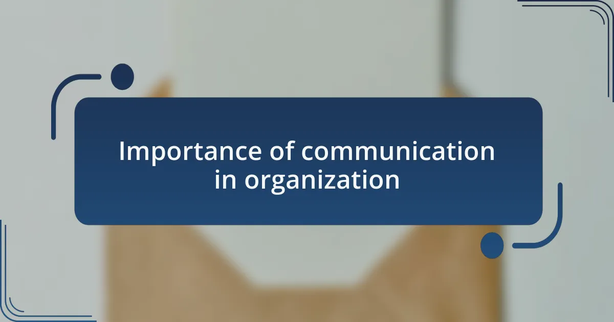 Importance of communication in organization
