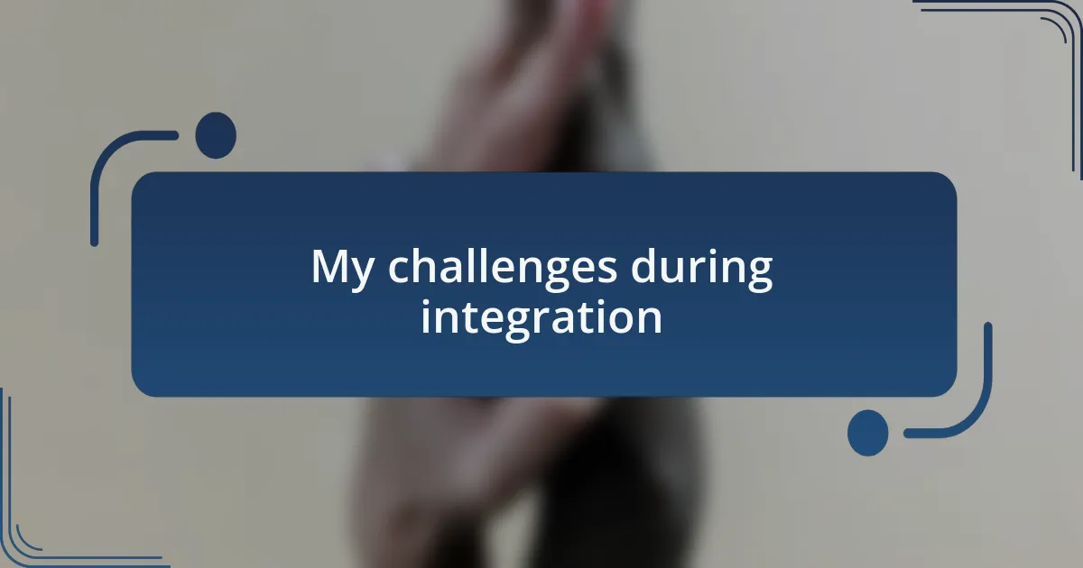 My challenges during integration