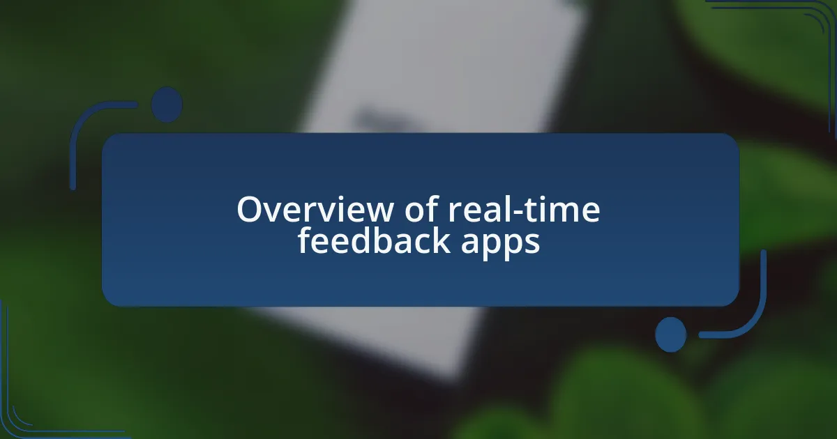 Overview of real-time feedback apps