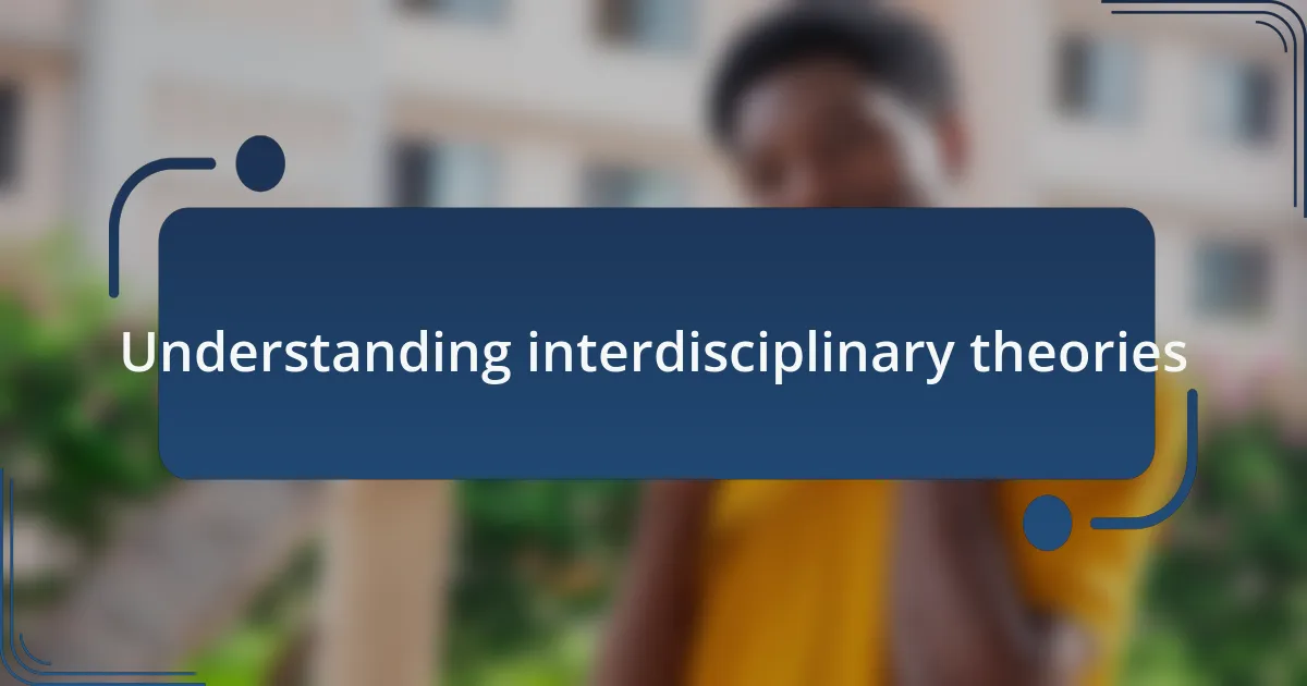 Understanding interdisciplinary theories